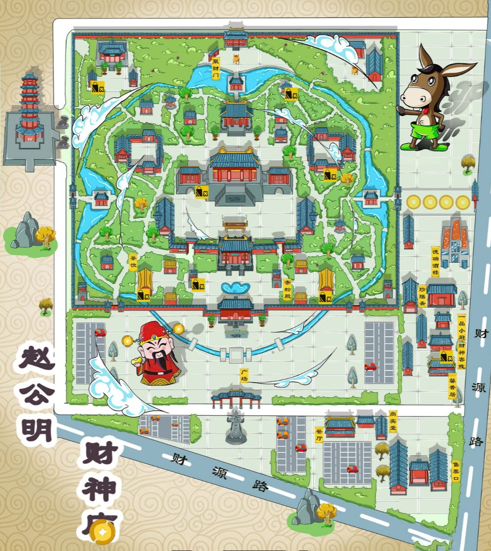 岳池寺庙类手绘地图